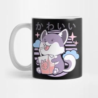 Kawaii Aesthetics Japanese Strawberry Milk Shake かわいい Fox - Violet - Strawberry Milk Mug